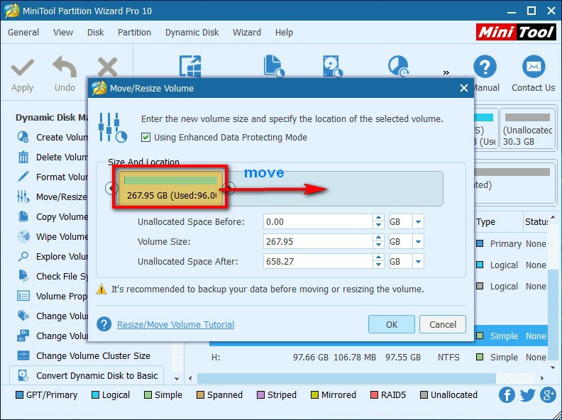 How To Move Resize Dynamic Volume Minitool Partition Wizard Tutorial