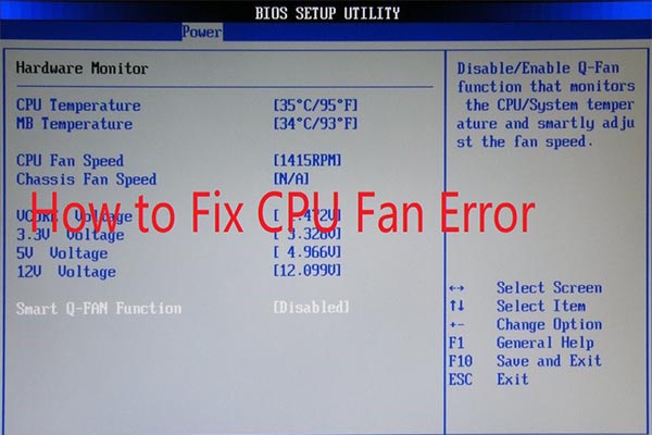 Instruction: how to correct the CPU Fan Error Press F1 to Resume error at  booting time