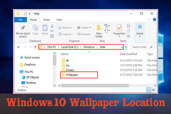 The location of Windows 10 wallpapers for the Desktop & Lock Screen