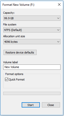format external hard drive windows 7 allocation unit size