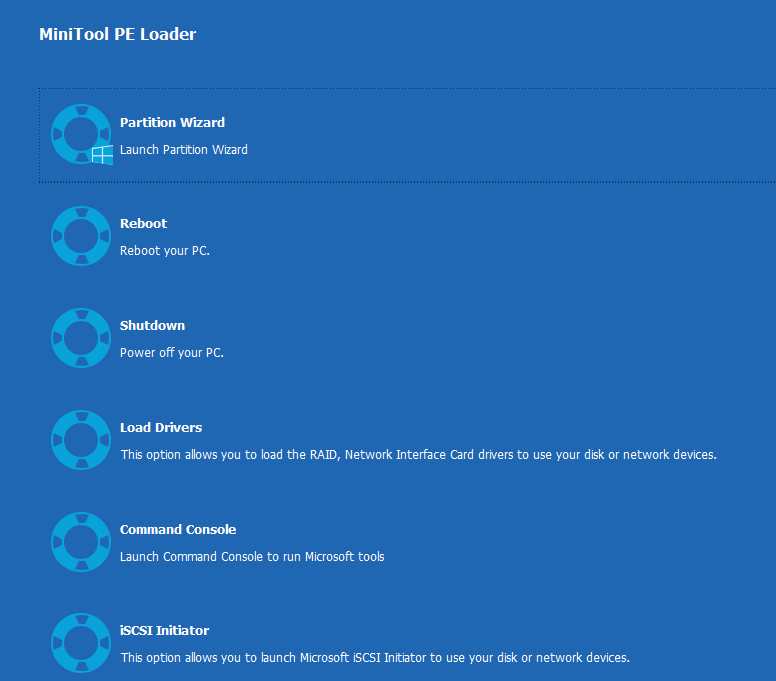 MiniTool PE Loader interface