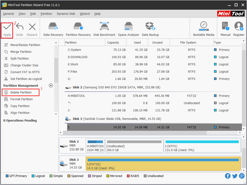 mini tools partition wizard sd