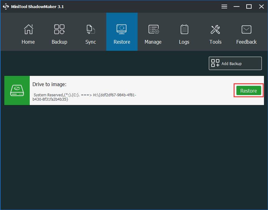 MiniTool ShadowMaker system restore