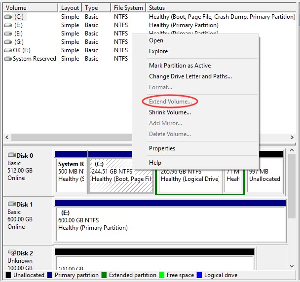 oem partition low disk space