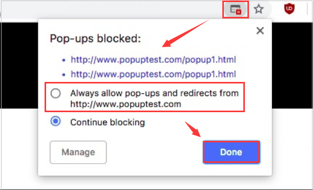 google chrome allow pop up for a page mac