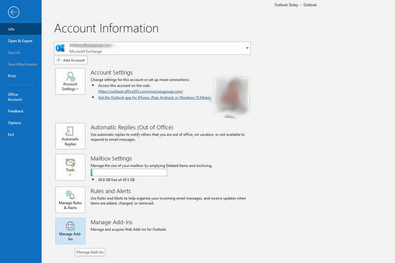 office 365 outlook add ins greyed out