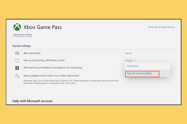 xbox cancel game pass subscription