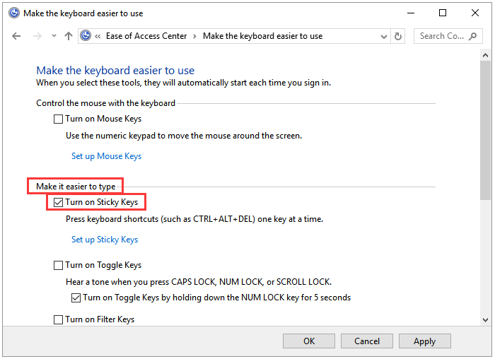 control button not working windows 10