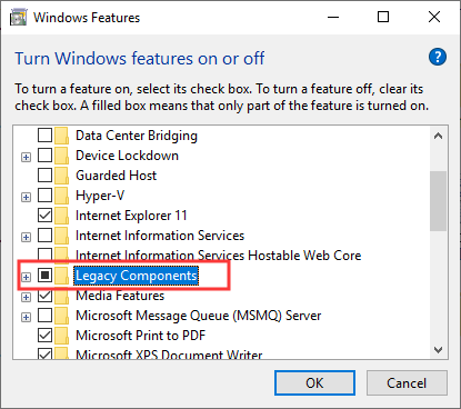 check the box next to Legacy Components