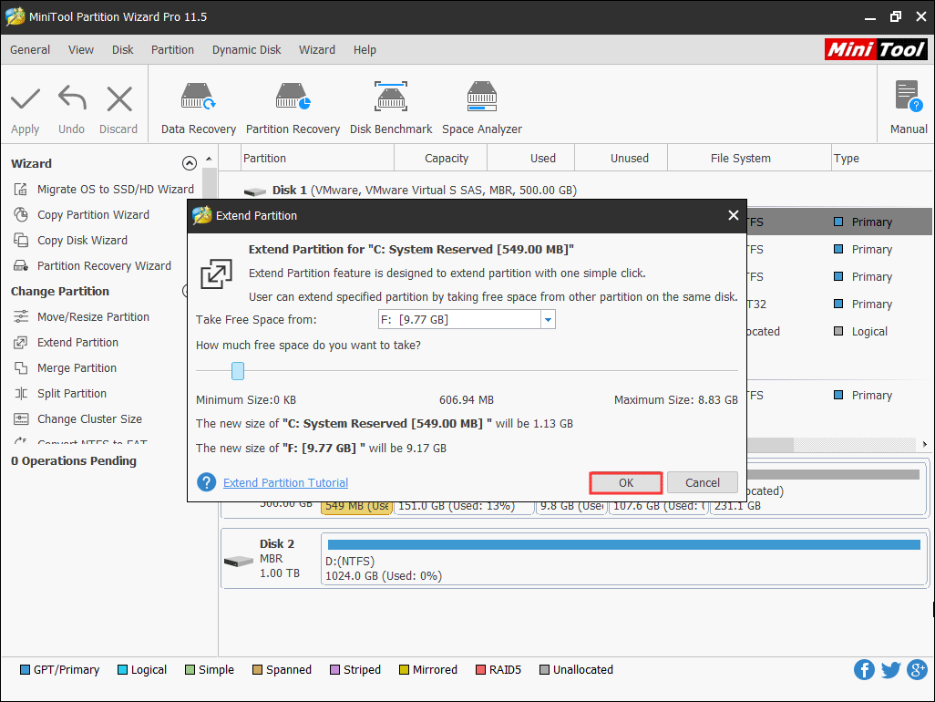 choose a partition to take some free space