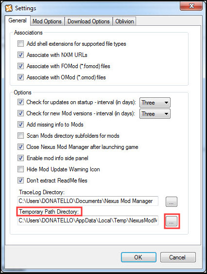 how to change preferences for mods in nexus mod manager