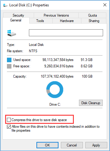 disable drive compression