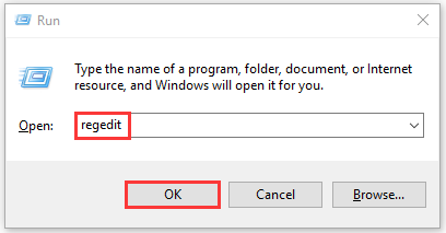 type regedit in the run window to open the registry editor