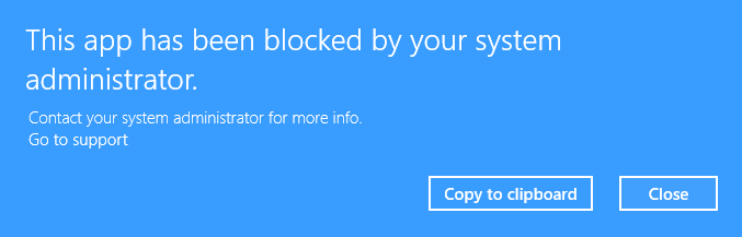 an administrator has blocked you from running this app