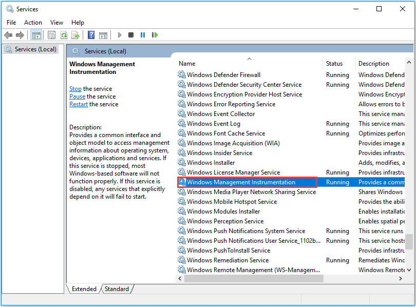 disable WMI service