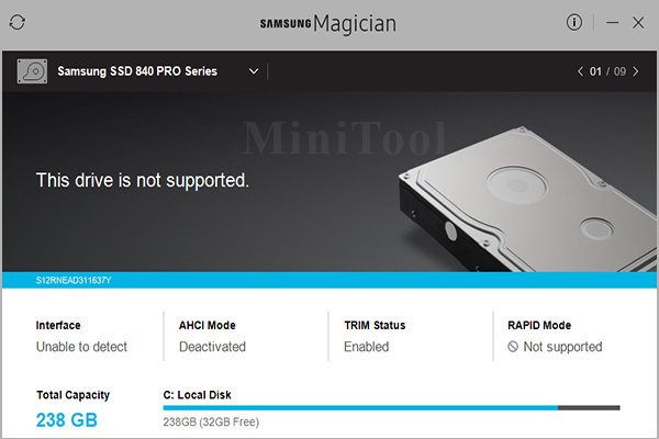 samsung magician 850 evo not supported