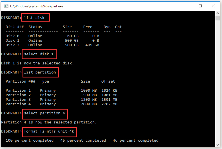 change the allocation unit size