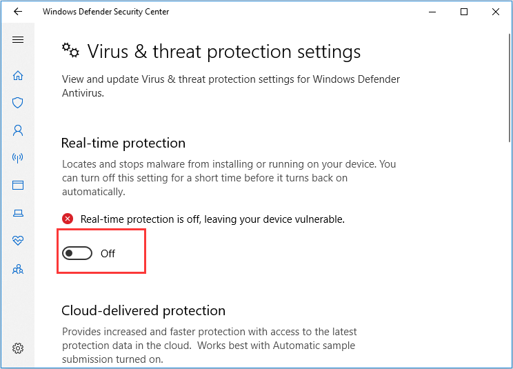 turn off Windows Defender