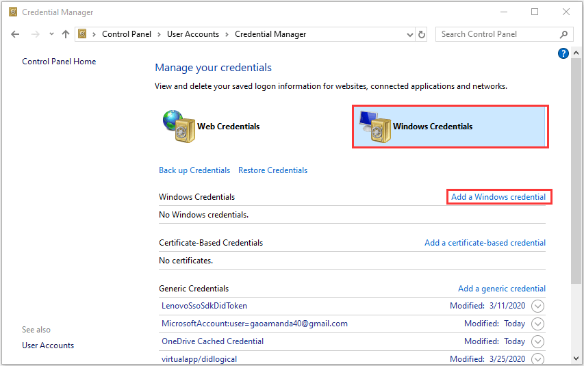 add a windows credential