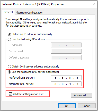 change DNS address