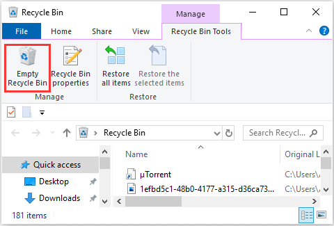 empty Recycle Bin