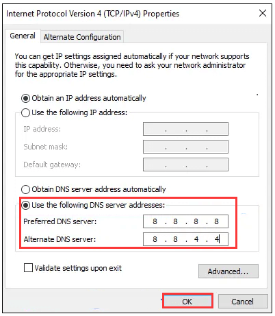 change DNS settings