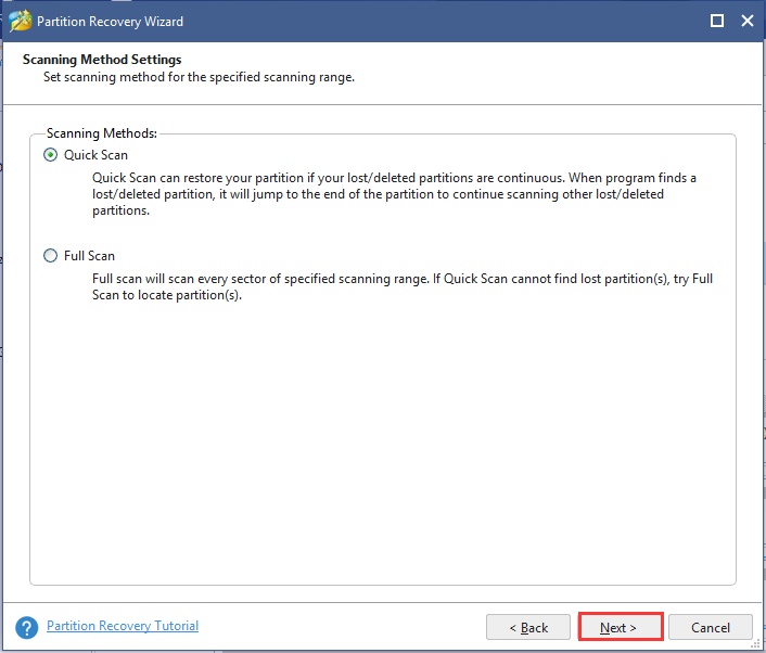 choose a scanning method