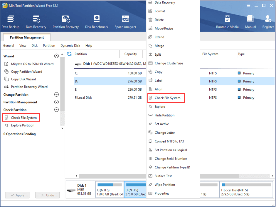 choose Check File System