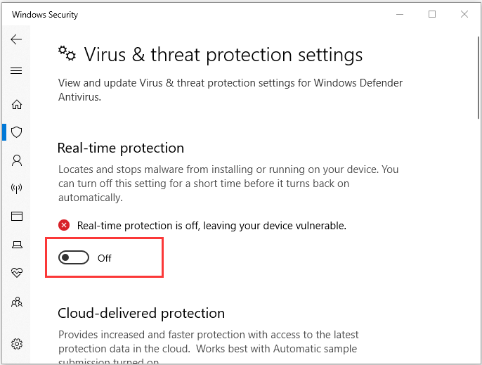 turn off Real-time protection