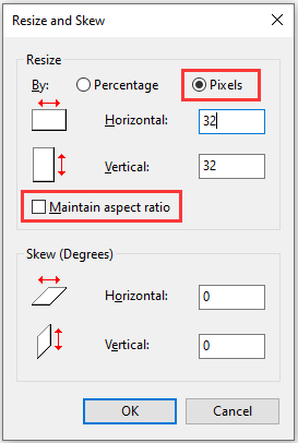 resize and skew