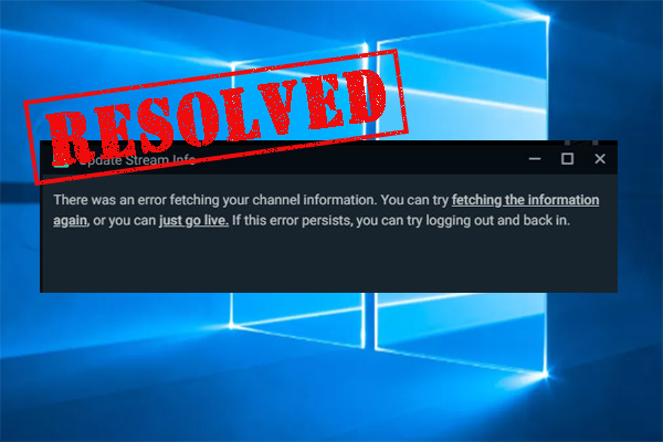 streamlabs obs error fetching channel information
