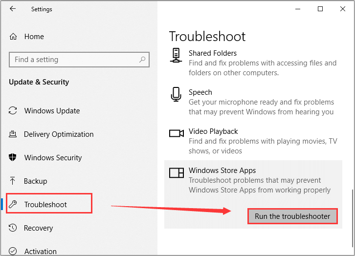 run Windows Store Apps troubleshooter