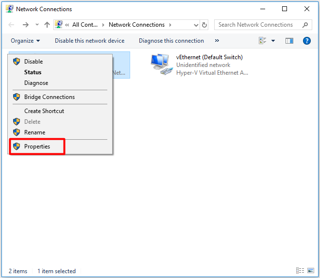 open the properties of your local area network