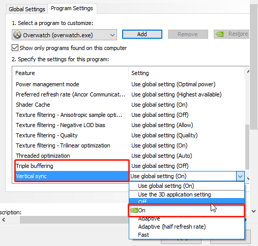 enable Vertical Sync on NVidia Control Panel