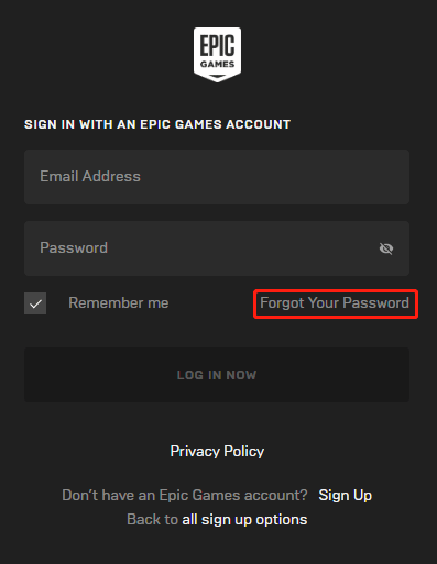 epic game launcher were signing you in to your account