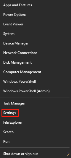 choose the Settings option