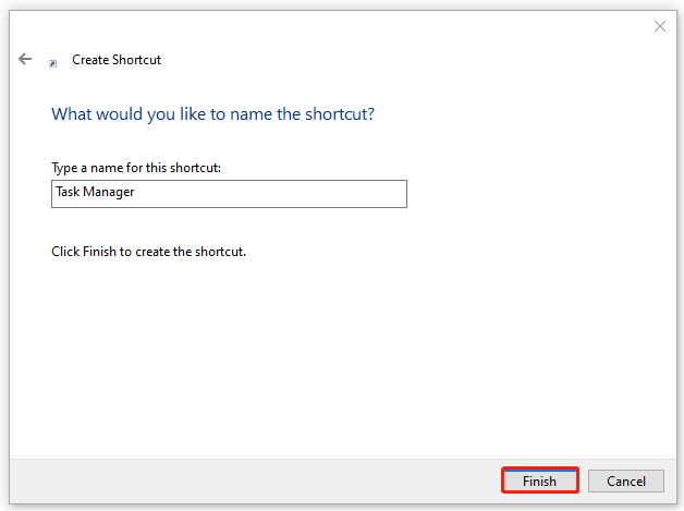 name the shortcut as Task Manager