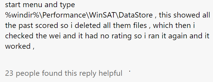 delete the WinSAT folder