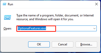 type optionalfeatures exe in the Run box