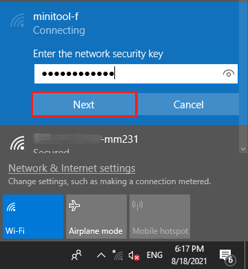 windows 10 pro network security key doesnt work