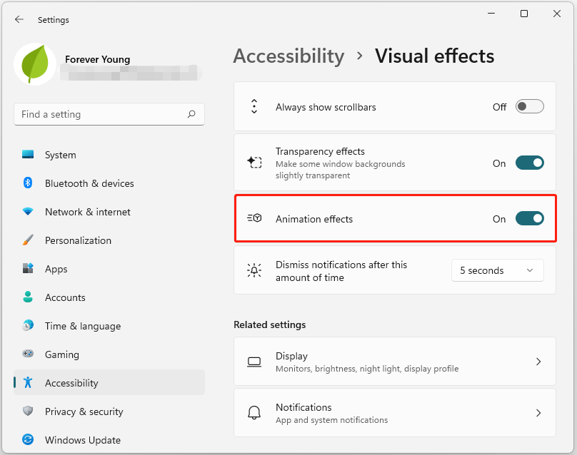 How To Turn On Or Off Animation Effects In Windows 11 MiniTool 