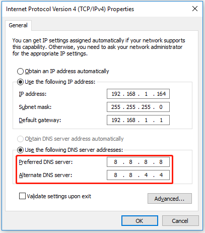 change the DNS Settings