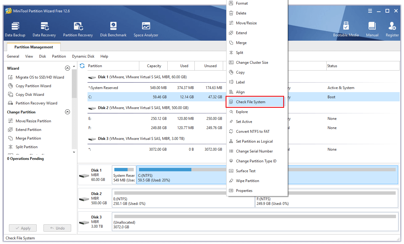 select Check File System