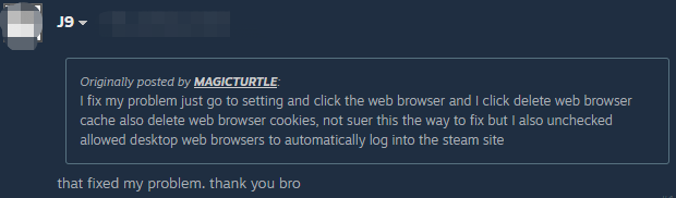 a user report from the Steam community