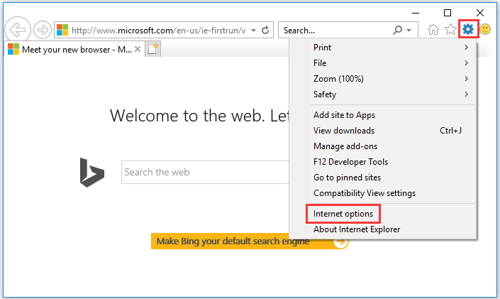 select Internet Options