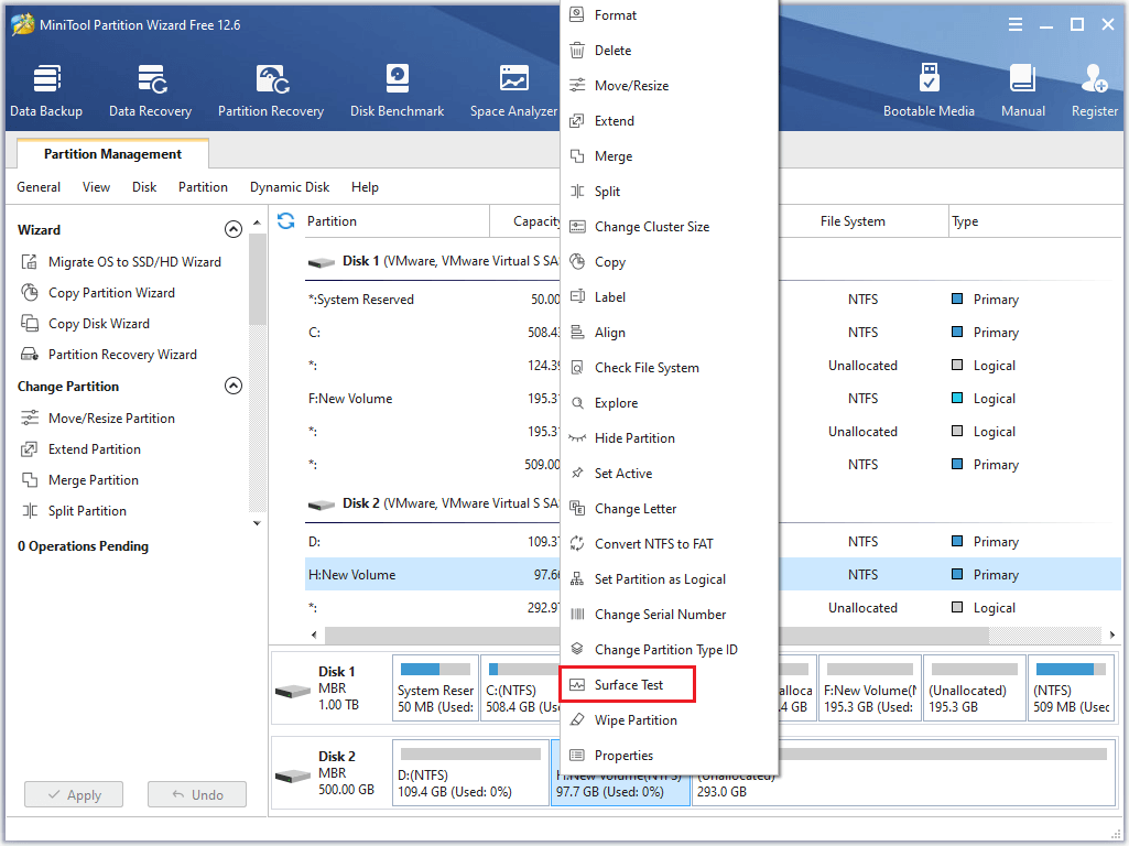 select Surface Test