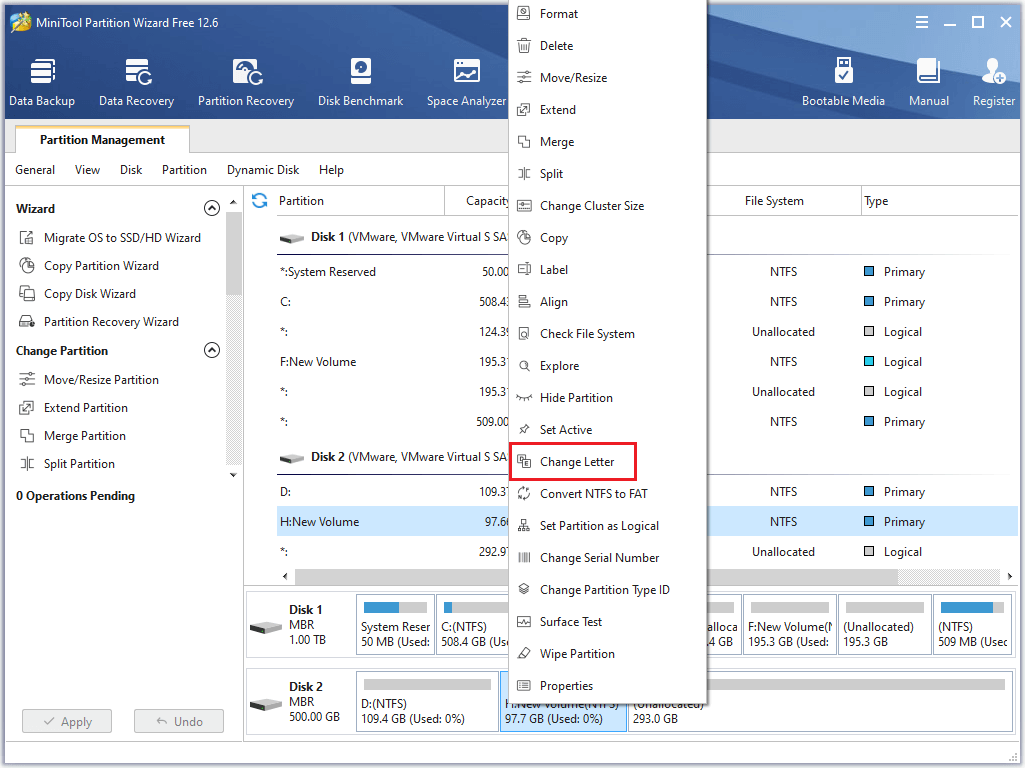 select Change Letter