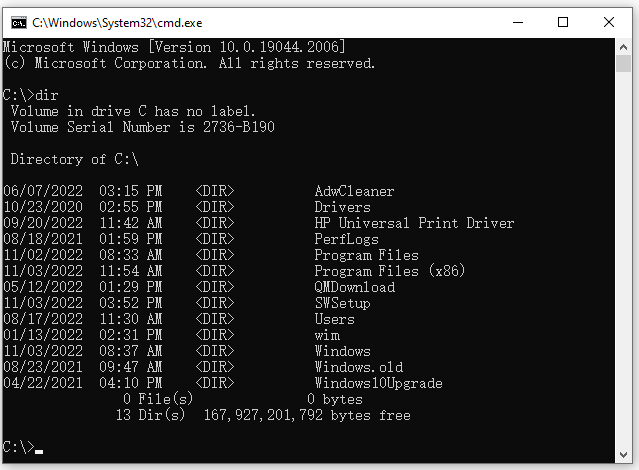 command prompt windows 10 list drive