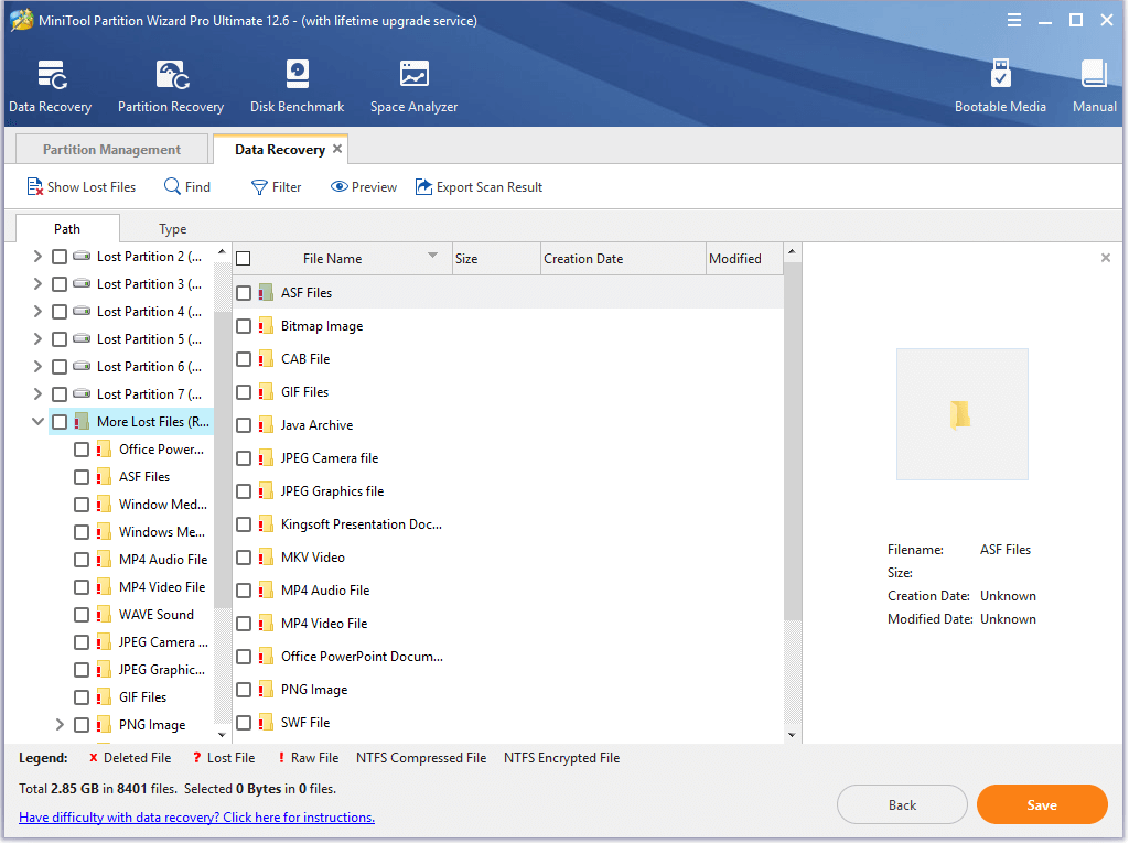 minitool data recovery find file after scan